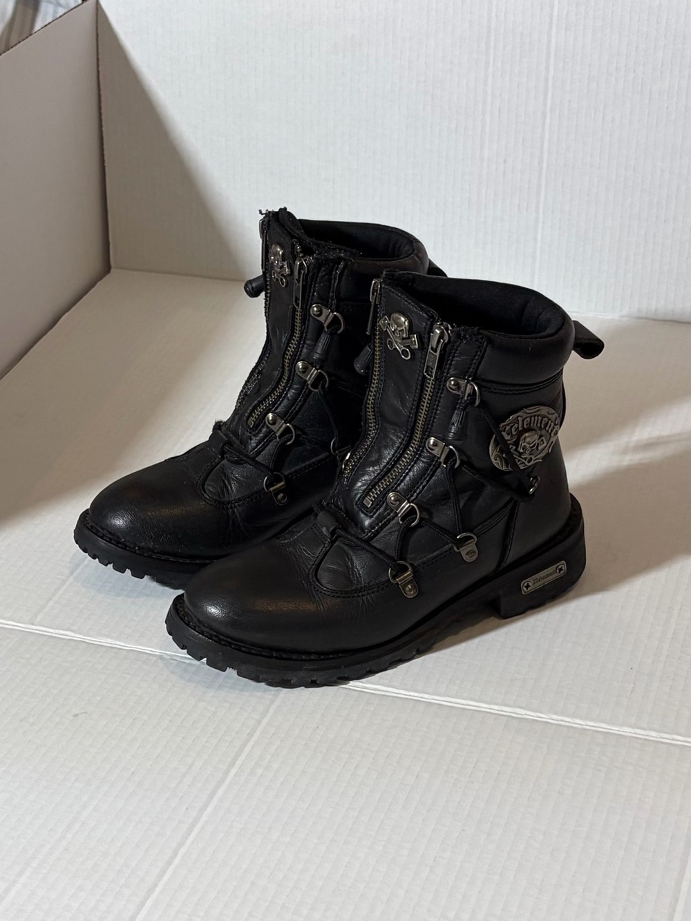 Leather Skull Combat Booys
